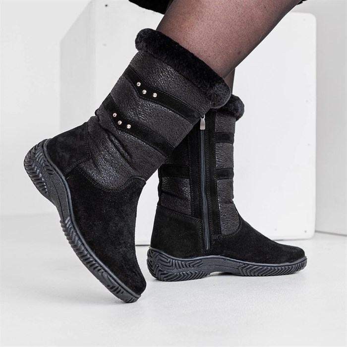 Сапоги женские 10-02, черные, литая подошва(ЖЛ1-23) S09BLACK