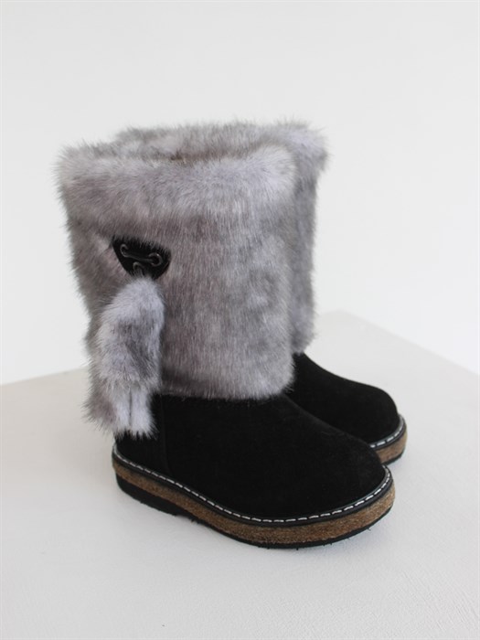 Детские, голубая норка, войлочная подошва ДВ1-03ГОЛУБ.НОРКА(ВОЙЛОК)