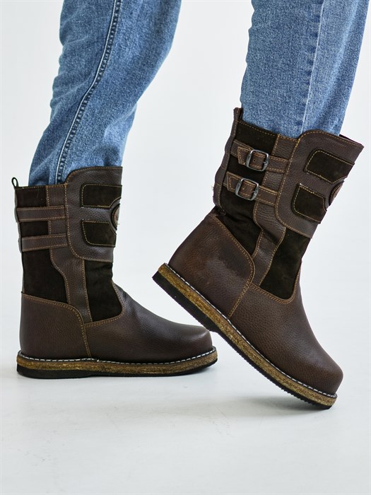 Монголки короткие коричневые, войлочная подошва(МВ1-14) M21KOROTMONGOLBROWN