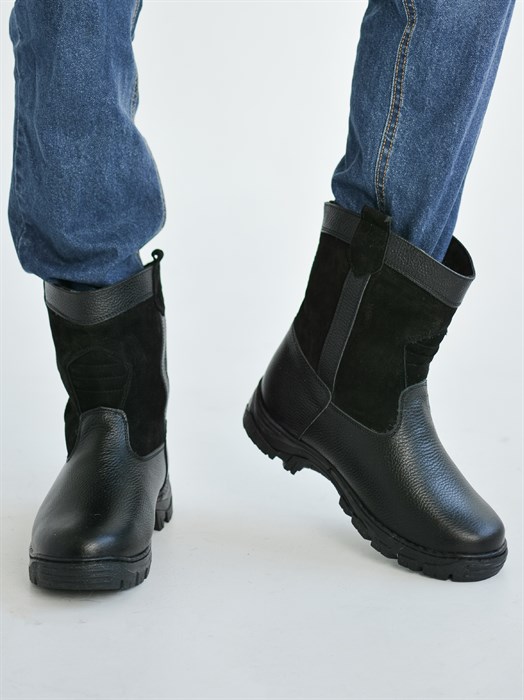 Мини-монголки мужские черные, литая подошва(МЛ1-05) M12MINILITAYA