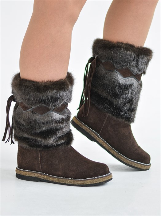 Темно-коричневые, войлочная подошва(ЖВ1-15) U5BROWN