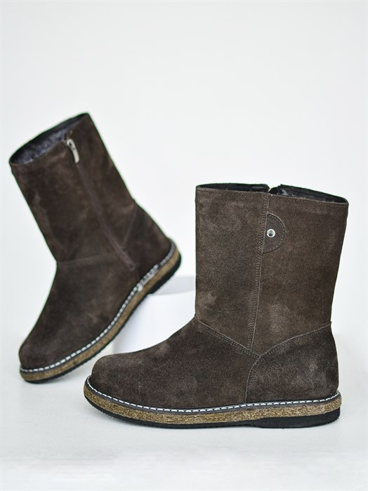 Полусапоги женские на войлочной подошве. Коричневые. Замша. Молния. Бабушкины (А618.13)(ЖВ3-07) SR39А618.13BROWN