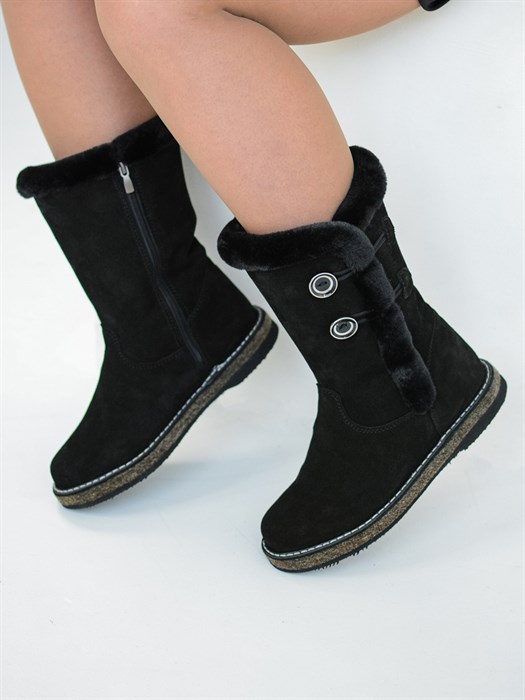 Сапожки женские короткие с опушкой, войлочная подошва(ЖВ1-24) S03SVB
