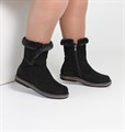 Полусапожки женские на войлочной подошве черные, замша, молния, с опушкой (ЖВ3-02) SR38A513.03BLACK