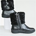 Унты женские на литой подошве. Черные. Кожа. Короткие. Молния.(ЖЛ3-02) ЖЛ3-02