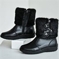 Унты женские на литой подошве. Черные. Кожа. Короткие. Молния.(ЖЛ3-02) ЖЛ3-02