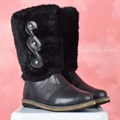 Унты женские на войлочной подошве.Кожа. Черная "норка". Молния Высокие (ЖВ3-01) ЖВ3-01