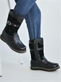 Сапоги подростковые на войлоке черные, кожа, замша, молния(ПВ3-01) MR30SAPOGI413.01ZAMOK